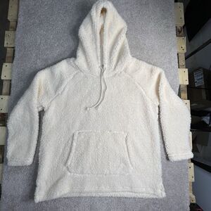 Womens DB SUNDAY Cream Fluffy‎ Hoodie Sweatshirt Sz. XL Teddy